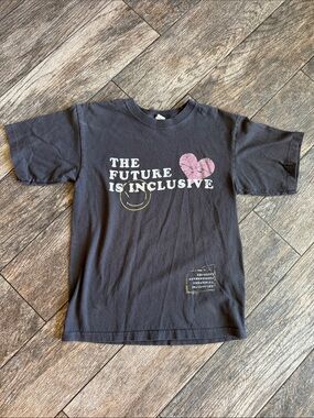 Fifth Sun grey Tee with Pink Heart & Yellow Smiley - Kids Short Sleeve